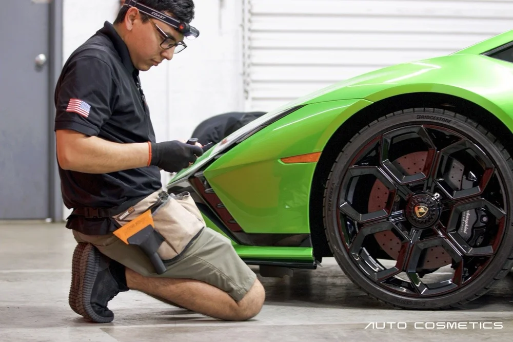 New 2026 Lamborghini in for clear bra protection at Auto Cosmetics in Chandler, Arizona