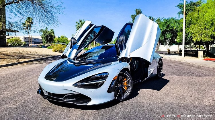 Factory-trained installer applying paint protection film at Auto Cosmetics in Chandler, Arizona