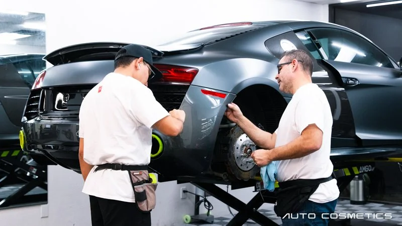 Paint protection film close-up installation detail at Auto Cosmetics Chandler Arizona