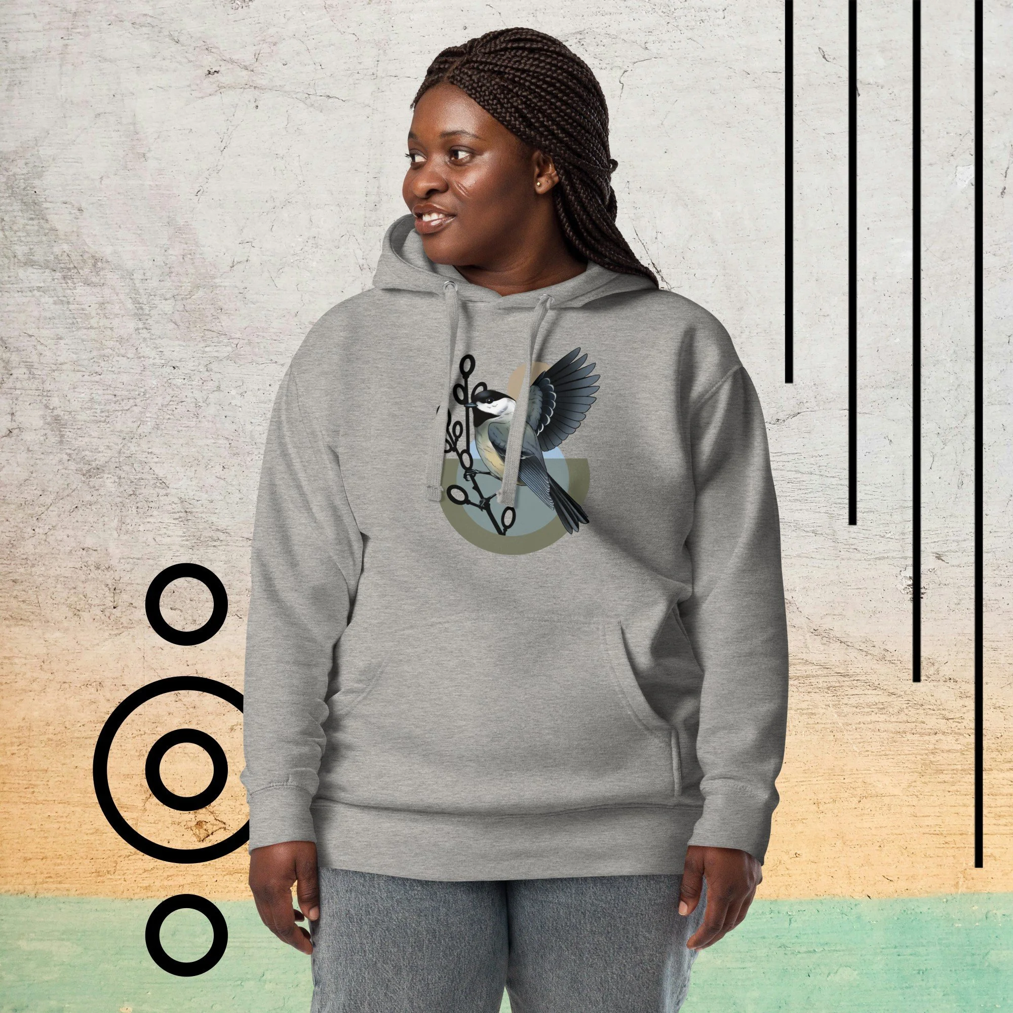 Chickadee Hoodie – Bird Illustration Pullover | Nature Inspired Unisex Sweatshirt