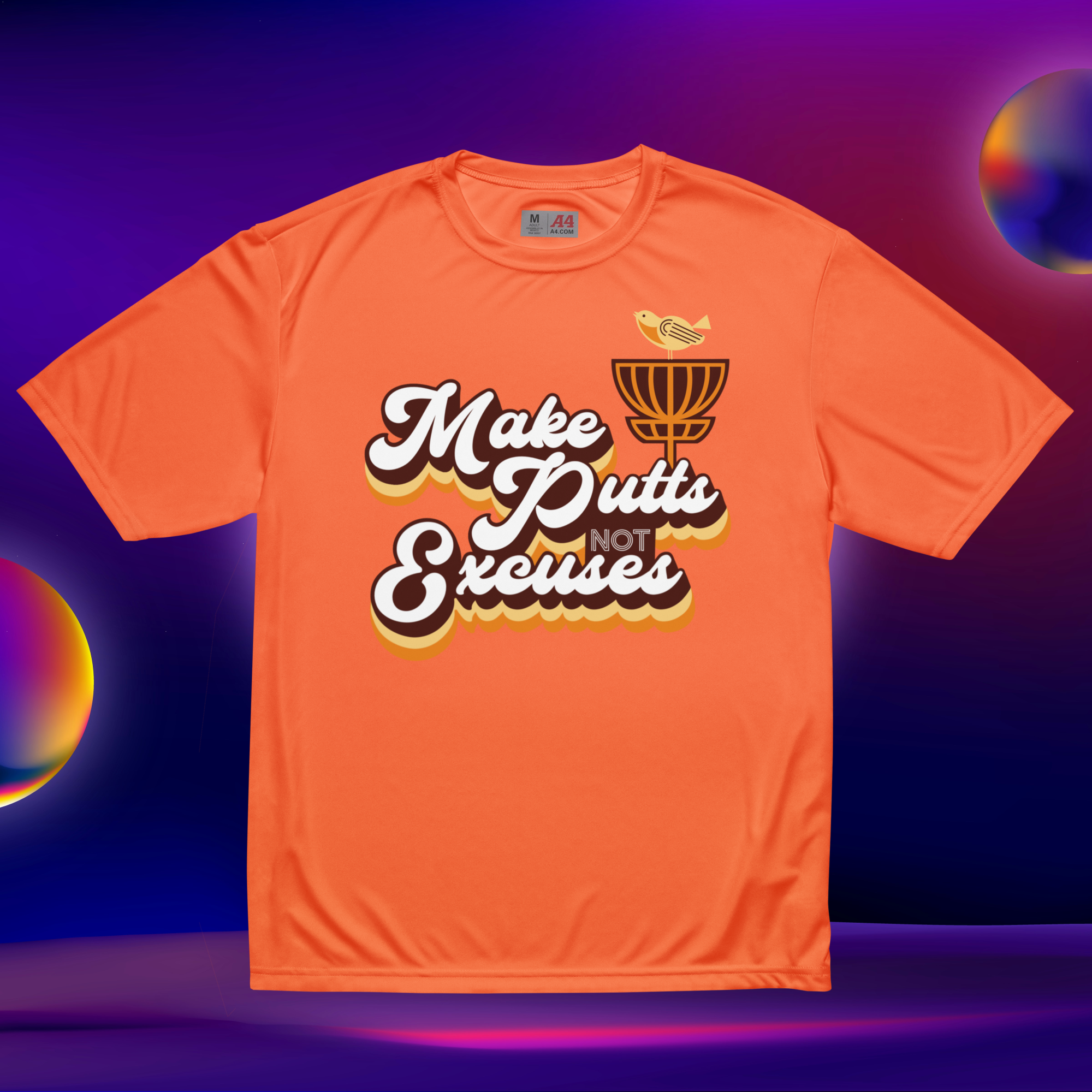 "Make Putts Not Excuses" Disc Golf Performance T-Shirt – Half Light Colorway