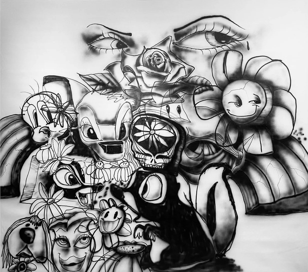 Lillys of the Valley,
80" x 90" inches,
Water-based paint on canvas,
2021