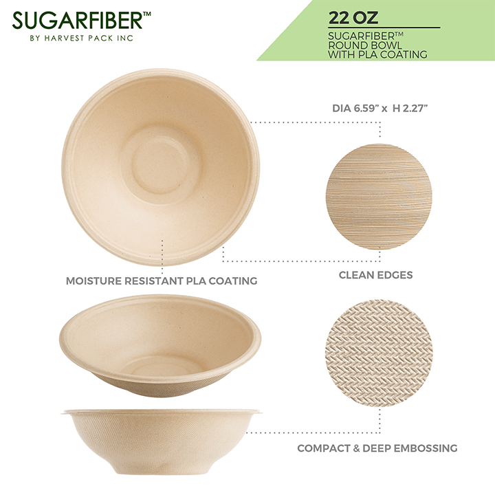 PET Clear Dome Lids for Sugarfiber™ 24 - 48 oz Round Bowls