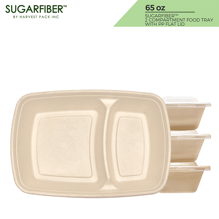 Sugarfiber™ 6x6 inch Square Hinged Container — HAKOWARE by Harvest Pack Inc