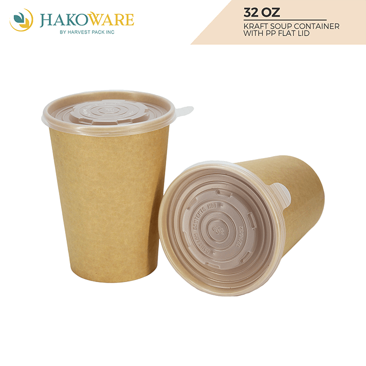 PP Flat Lid For 12-32oz Kraft Cup Container — HAKOWARE by Harvest