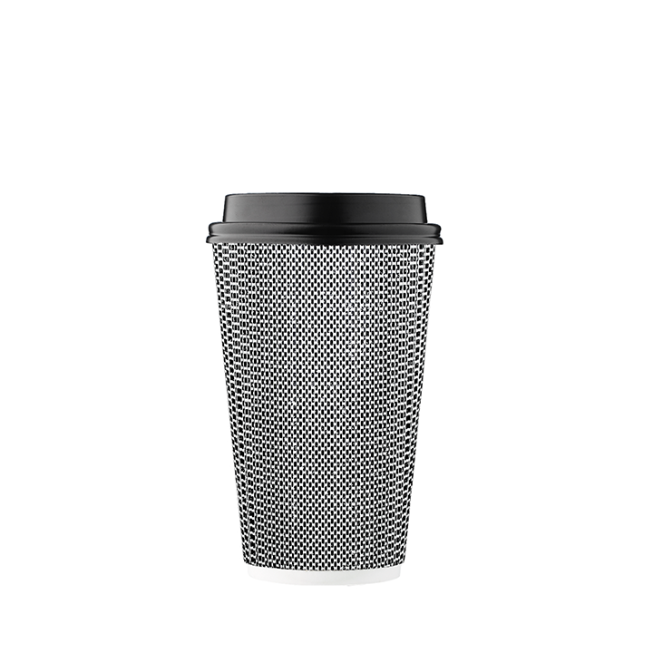 8 oz Black Rippled Double Wall Paper Cups with Lid Option — HAKOWARE by  Harvest Pack Inc