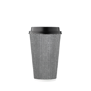 16 oz Reusable Plastic Coffee Cup w/Lid (Black)