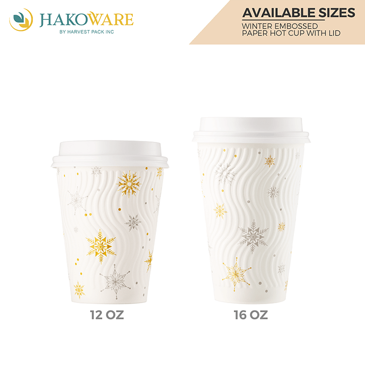 8 oz Black Rippled Double Wall Paper Cups with Lid Option — HAKOWARE by  Harvest Pack Inc