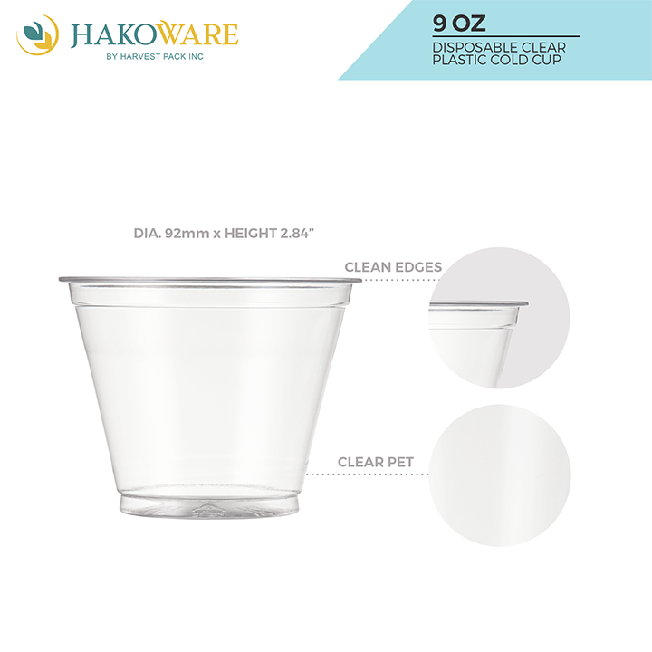9 oz Clear PET Cold Cup  HAKOWARE by Harvest Pack Inc