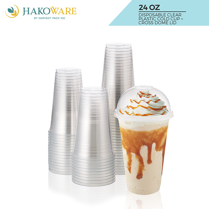Clear Plastic Cups with Lids, 24 oz, 100 Pack, PET Cold Smoothie Cups, Iced  Coffee Cups, Disposable Cups with Lids, To Go Cups