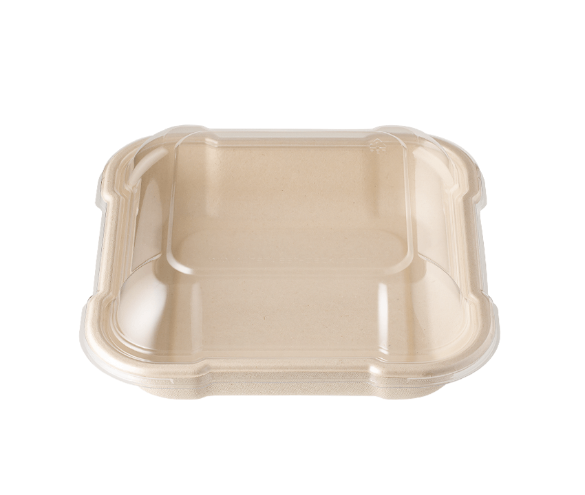 Sugarfiber™ 6x6 inch Square Hinged Container — HAKOWARE by Harvest Pack Inc