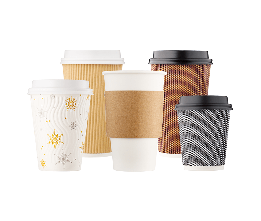 48 Sets Double Wall Paper Sunrise Disposable Coffee Cups with Lids 16 oz