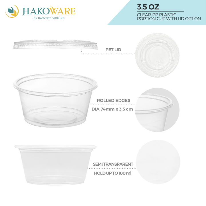 5 oz - 100 Sets} Clear Diposable Plastic Portion Cups With Lids