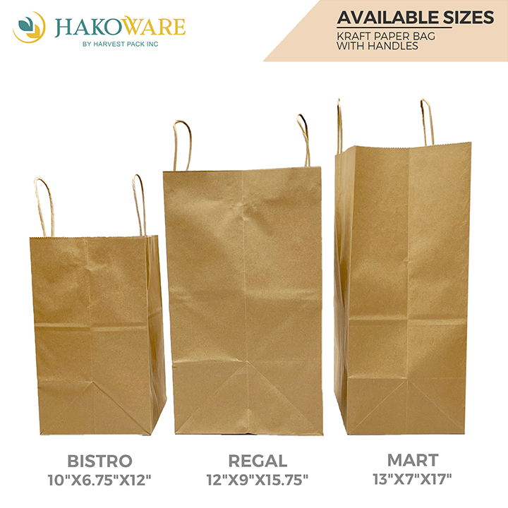 Kraft Paper Bag (Bistro Size 10x 6.75x12) — HAKOWARE by Harvest Pack Inc