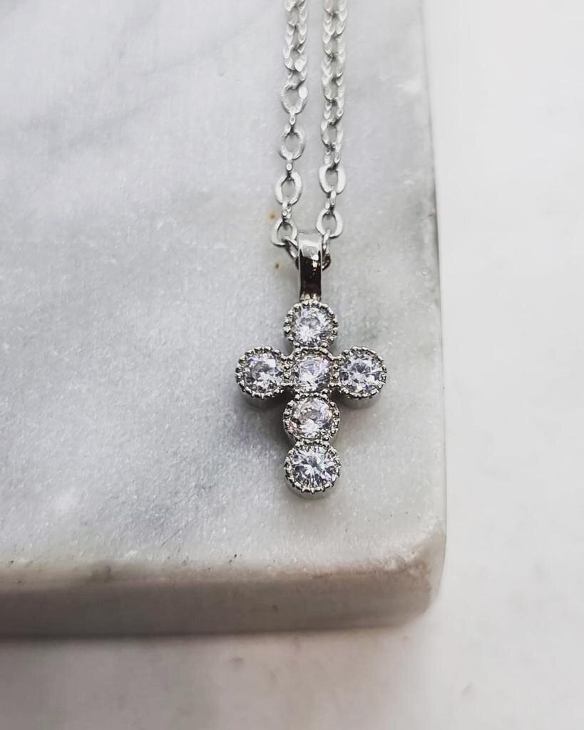 Gold Crystal Cross Necklace – Osage Chic Boutique