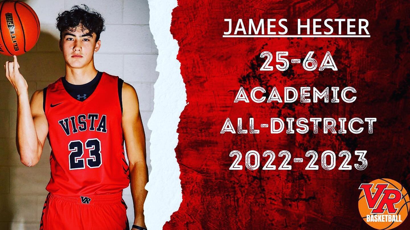 Congratulations to James Hester for earning 25-6A Academic All-District Honors!
