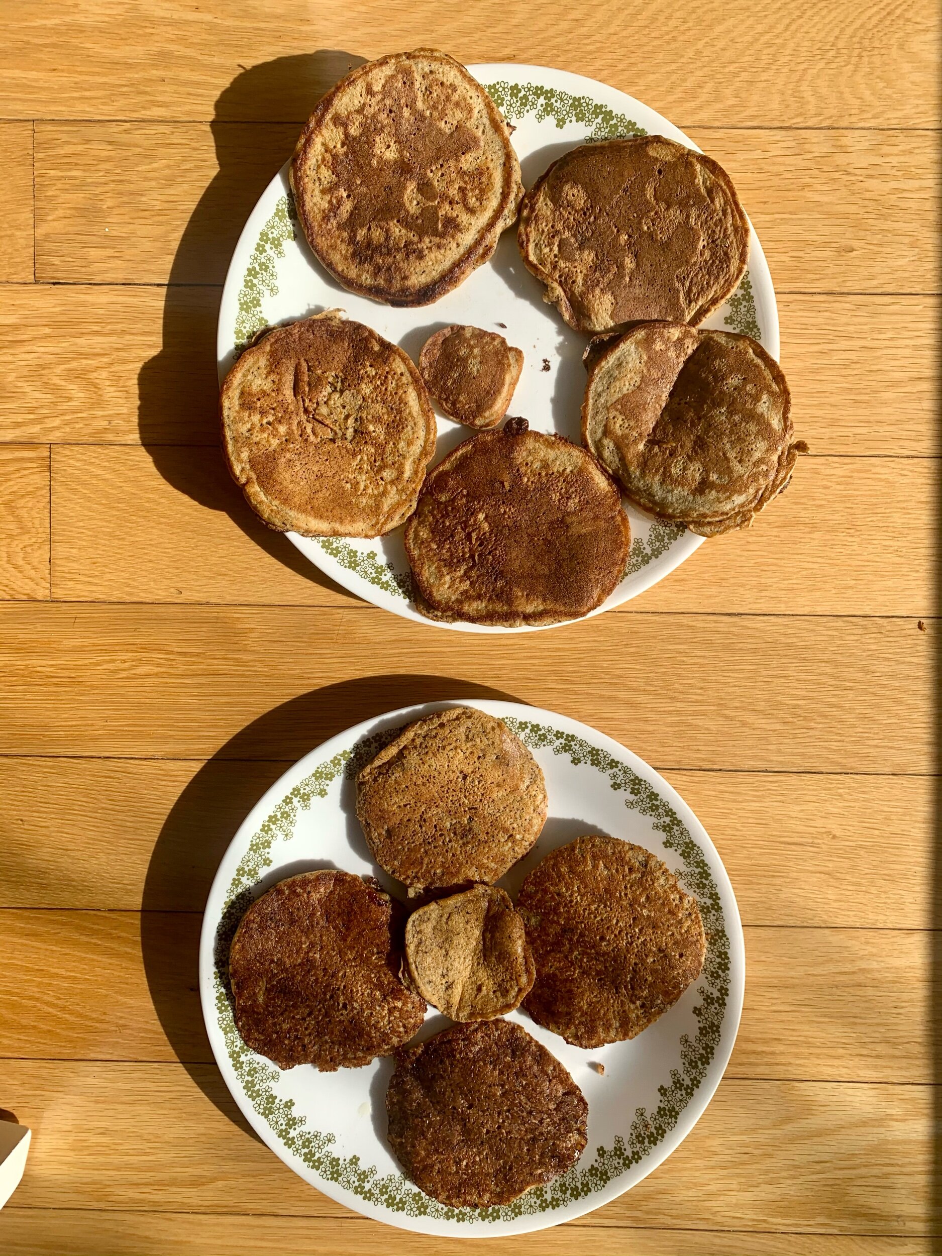 top: test #6, eggs; bottom: test #7, vegan