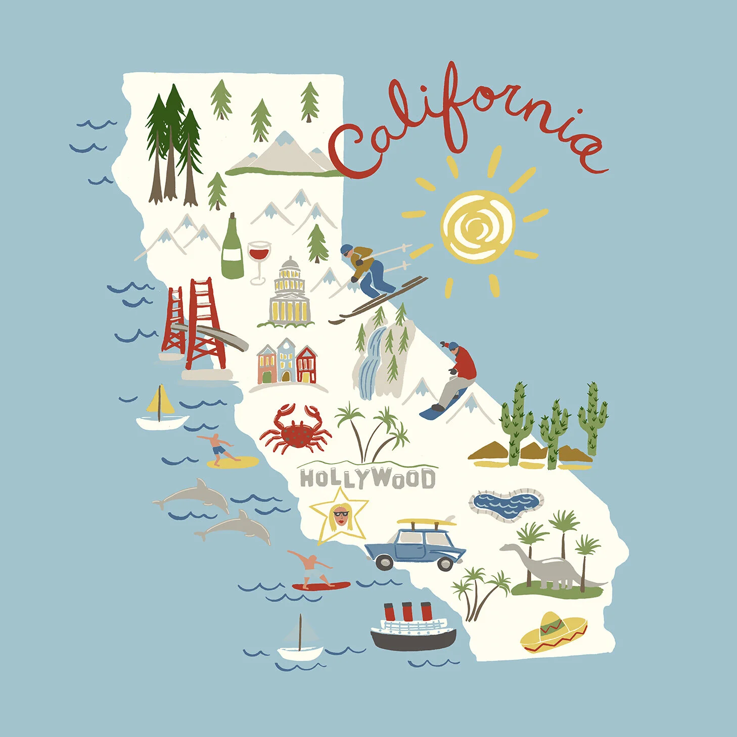 California Embroidered Pillow