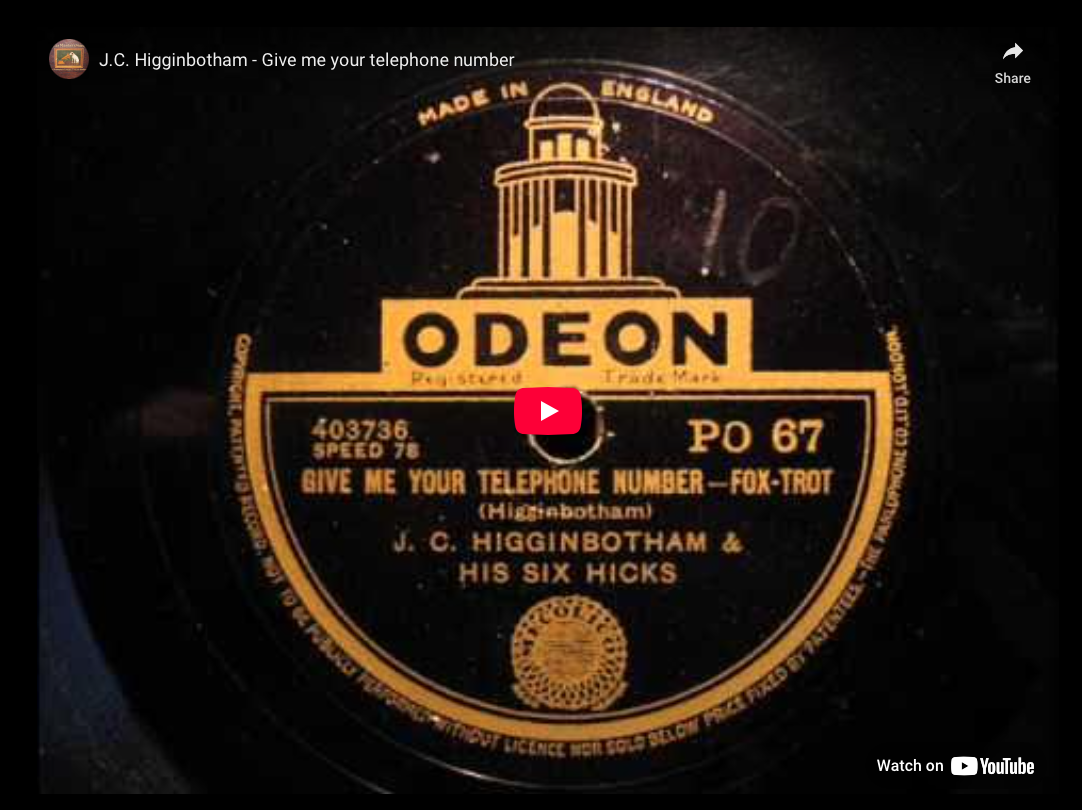 “Give Me Your Telephone Number”—J.C. Higginbotham