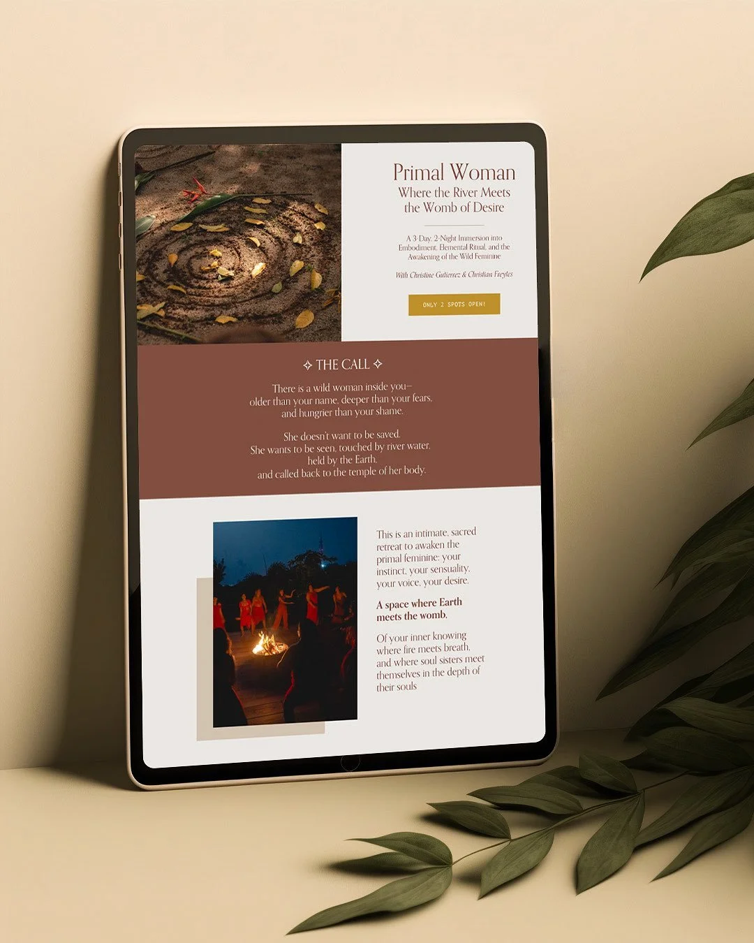 A sales page I designed for @cosmicchristine to promote her upcoming retreat, The Primal Woman. Warm earthy tones and beautiful photos really shine here. This is an experience to help woman return to and awaken the primal and wild self. It&rsquo;s su