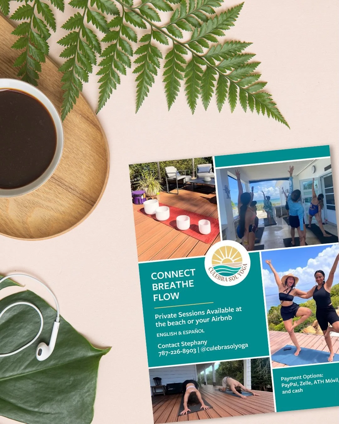 A logo and flyer design I created for @culebrasolyoga to promote her yoga classes. Stephany is a former client that came to me with a foundation and asked me to build on what she already had. So I freshened up the logo, came up with a color palette, 