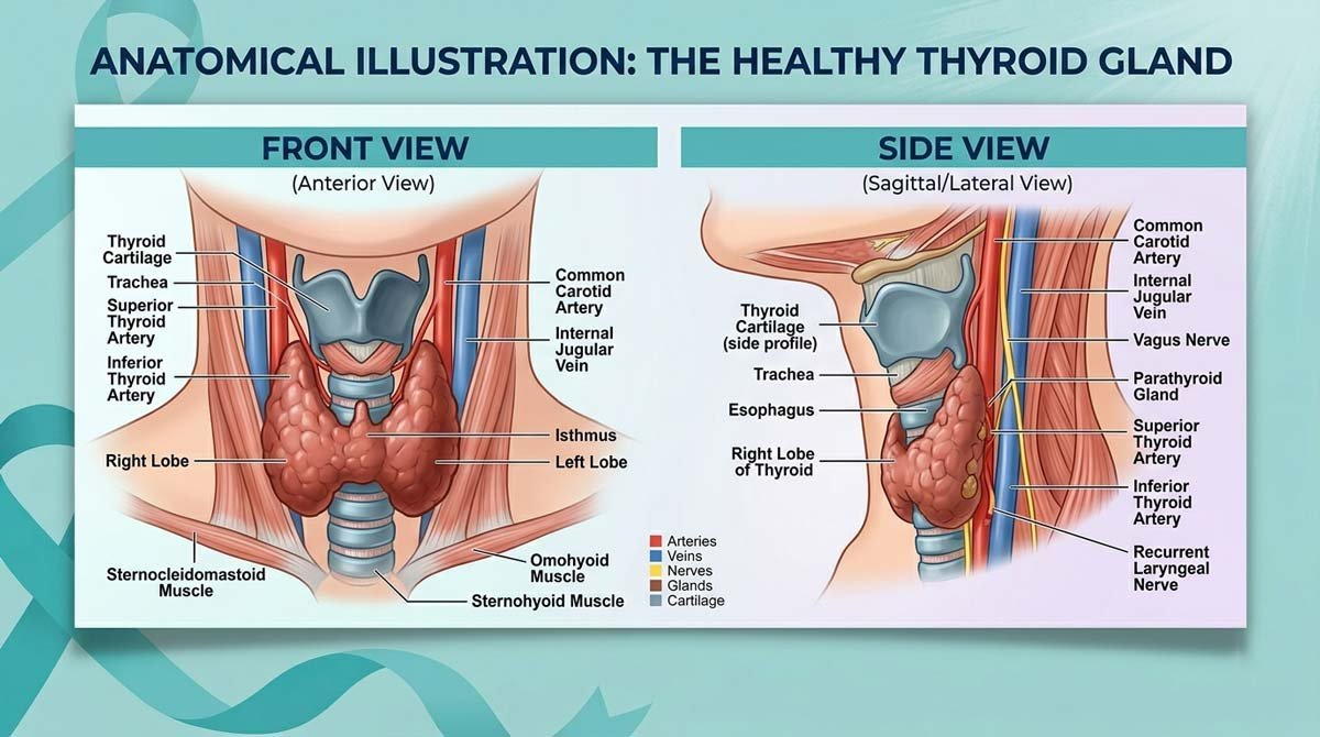 Anatomical Illustration: The Healthy Thyroid Gland