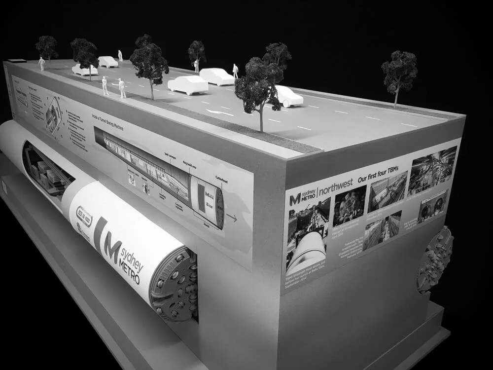 Sydney metro tunneling machine infrastructure scale model