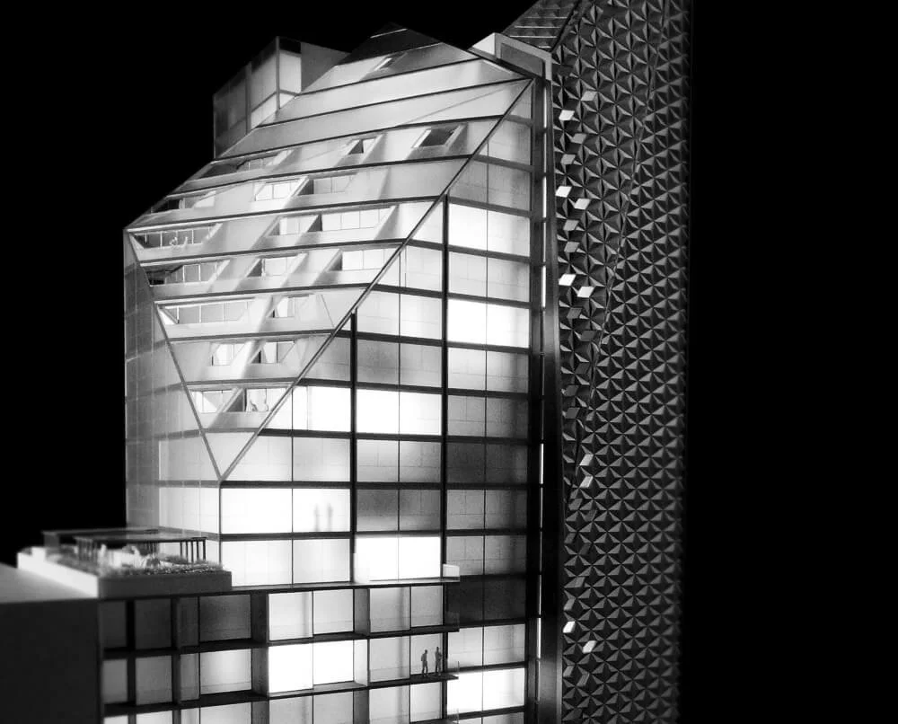 apartment property development model with interactive lighting