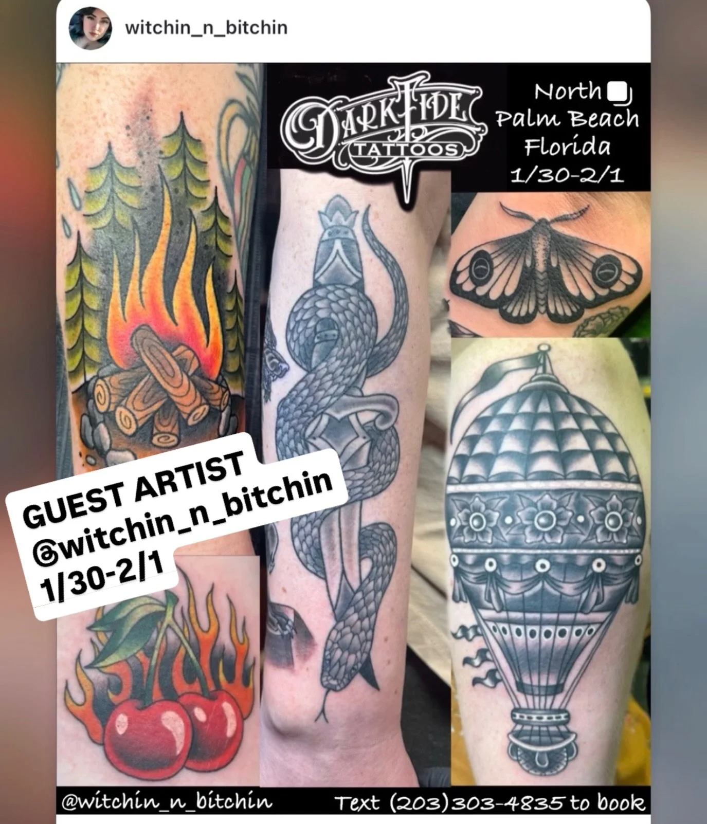 ✨Guest Artist  @witchin_n_bitchin is joining us 1/30-2/1 !
💌Please contact her directly if you want to get in her books while she&rsquo;s here! 
📍Dark Tide Tattoos 
609 Northlake Blvd
NPB FL 33408
#northpalmbeach #darktidetattoosnpb