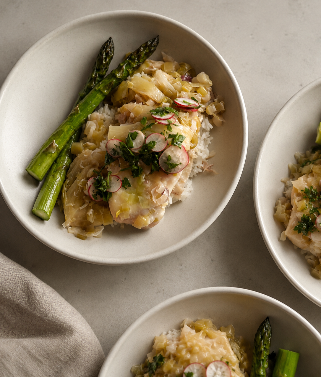 Halibut with White Wine-Braised Fennel &amp; Spring Vegetables