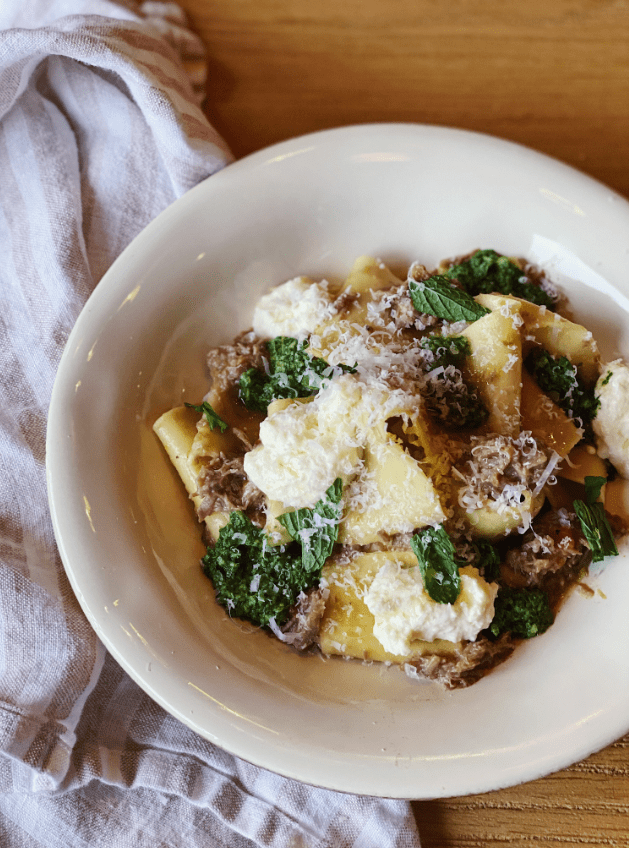 Pappardelle With Lamb Ragu, Mint Pesto and Lemony Ricotta — Kendall