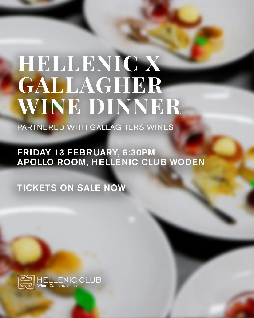 Join us for an elegant evening of fine food and wine as the Hellenic Club partners with Gallaghers Wines for an exclusive dining experience ✨🍷
Indulge in a specially curated five-course menu, expertly prepared by our Executive Chefs.

🗓️ Friday 13 