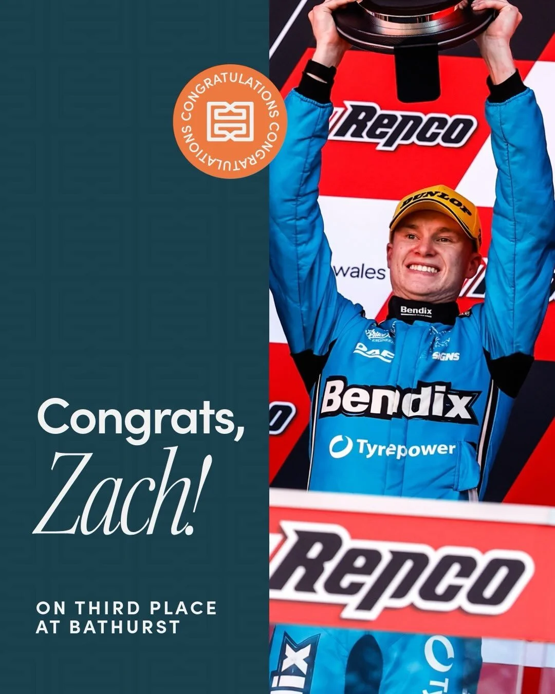 A message from our President, Steve Kartsonas, to legendary Canberran @zachbates24 on his podium finish at Bathurst at the weekend &ndash; you&rsquo;ve done our community proud! 🏆🏎️

#HellenicClubCanberra #Bathurst2026