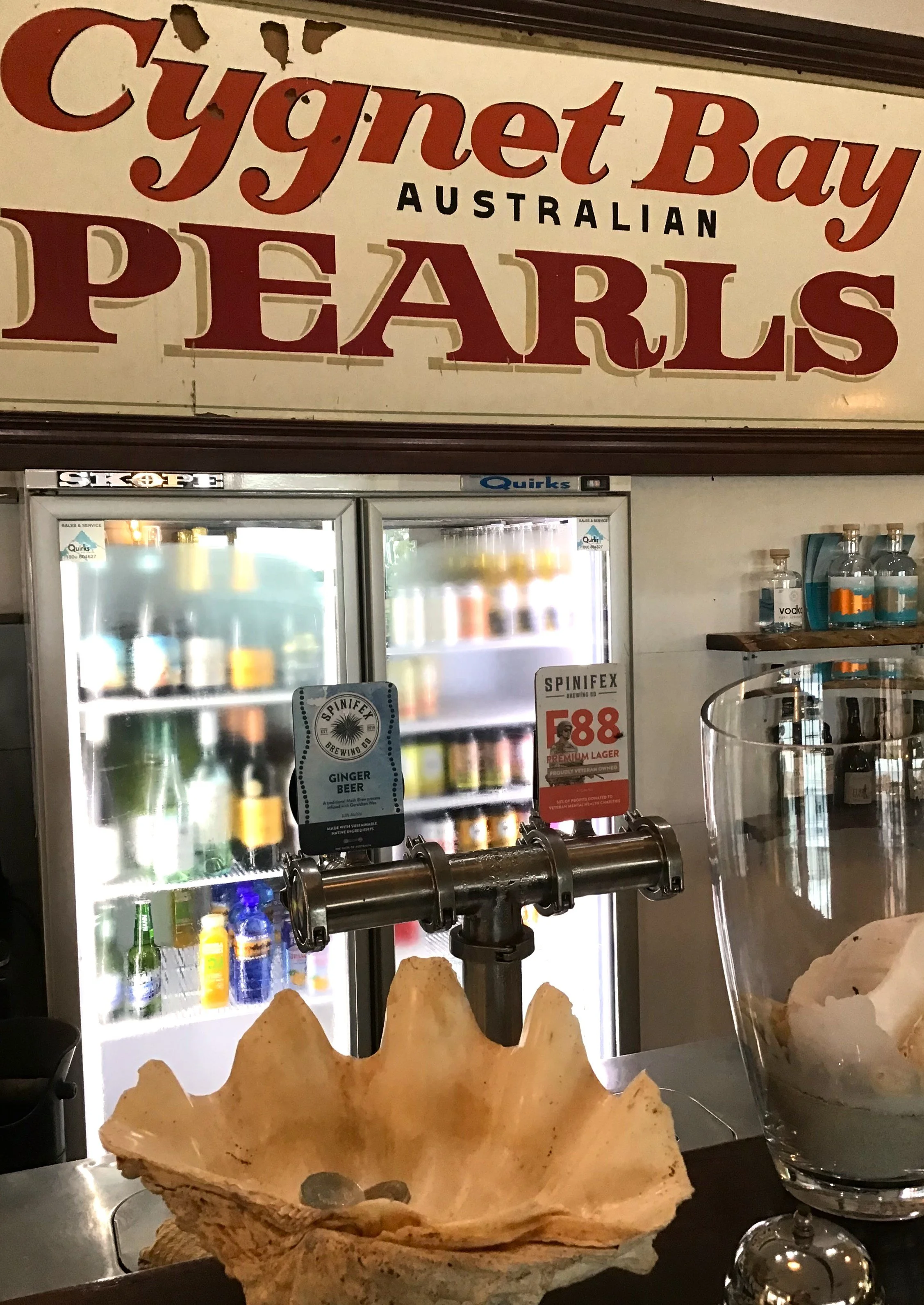 CRACKIN' a cold one at the CYGNET BAY PEARL FARM