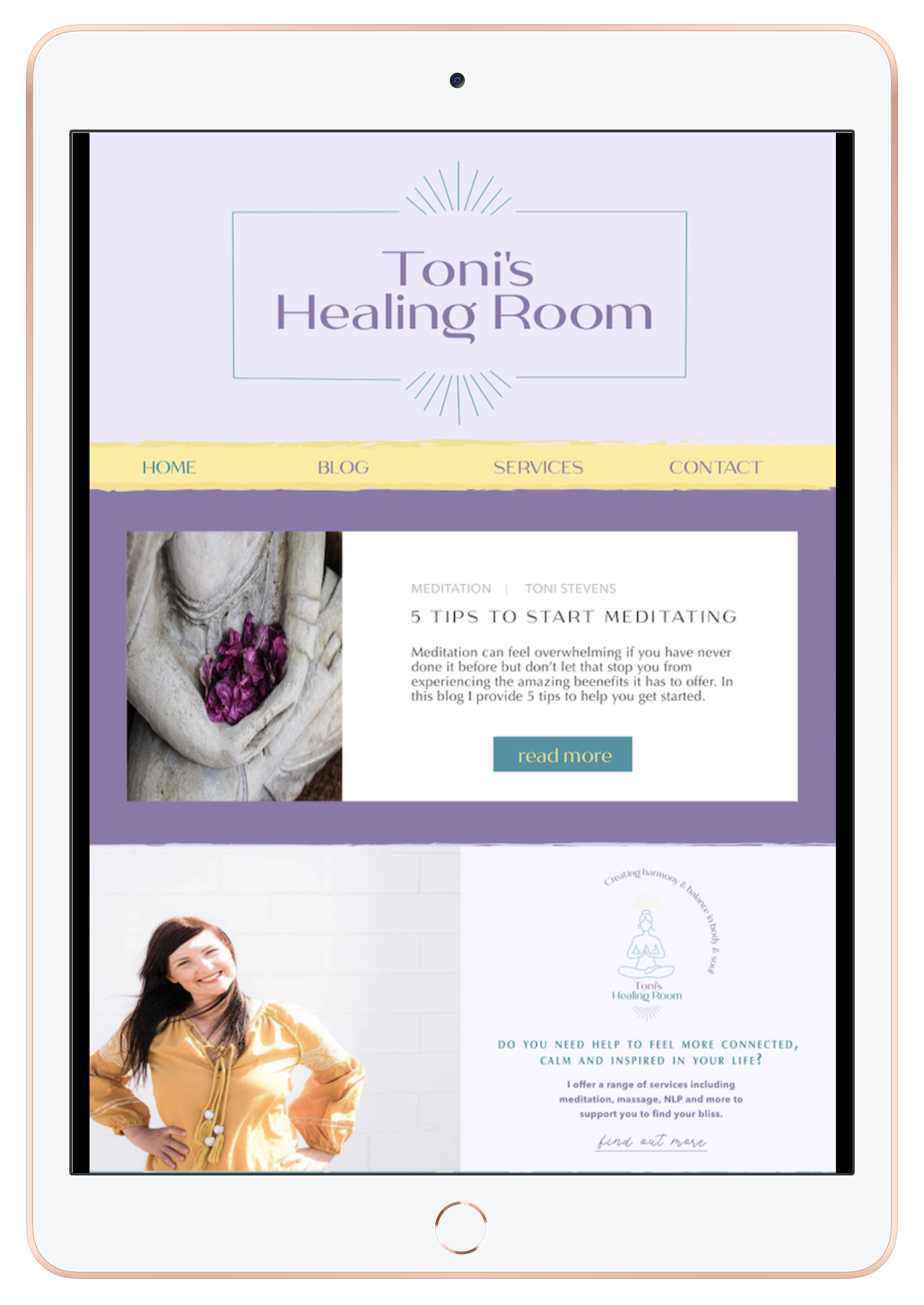 Toni's Healing Room Website Mock-up
