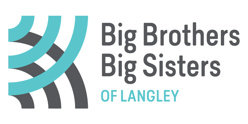 Logo for Big Brothers Big Sisters of Langley featuring stylized concentric semicircles in teal and gray, with the organization's name next to it.