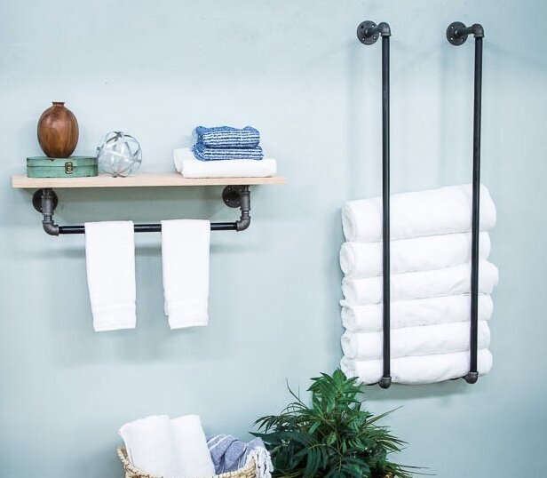 Wall Mounted Chrome Towel Rack and Wall Shelf with Removable White Tra –  Danya B.