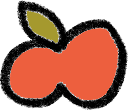 A red apple with a green leaf.