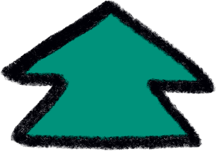 Teal up arrow pointing upwards