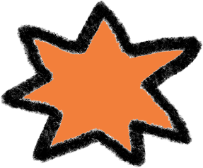 An orange star-shaped object against a black background.