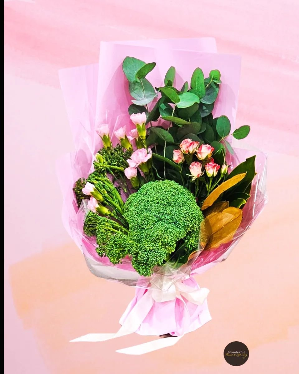 .
🌸🥦 What a unique Mother's Day request we received! One of our lovely customers has asked for a broccoli bouquet for her mom. 

🥦🎉 Not only will Mom receive a beautiful bouquet, but she can also cook up a delicious meal afterwards! Now that's a 