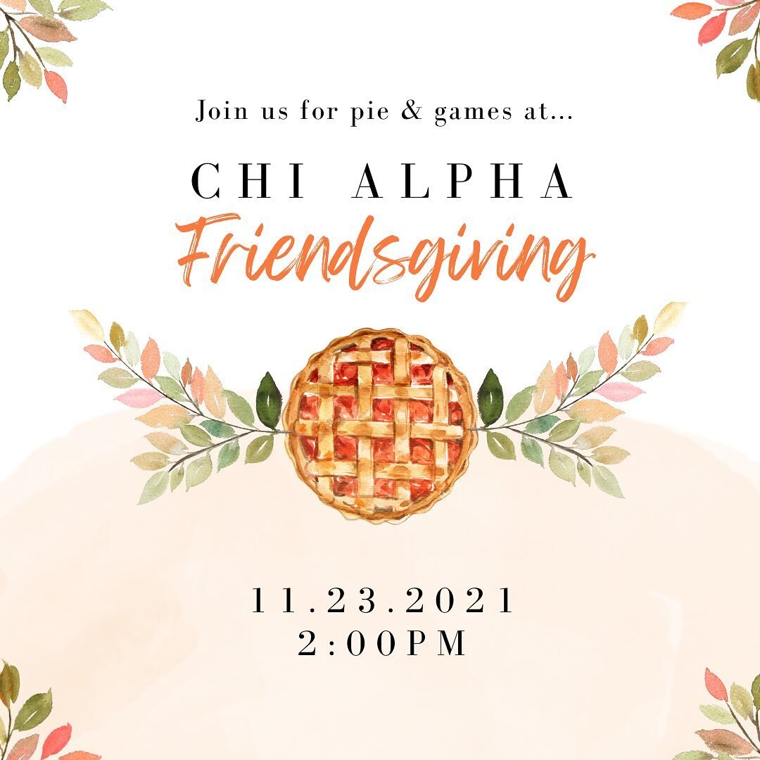 Come to Crossroads Bible Church Next Tuesday @ 2pm for Friendsgiving! We&rsquo;ll be playing games, hanging out and eating good food! 

Questions? Want to bring a dish? DM me for details!

#chialpha #bellevuexa