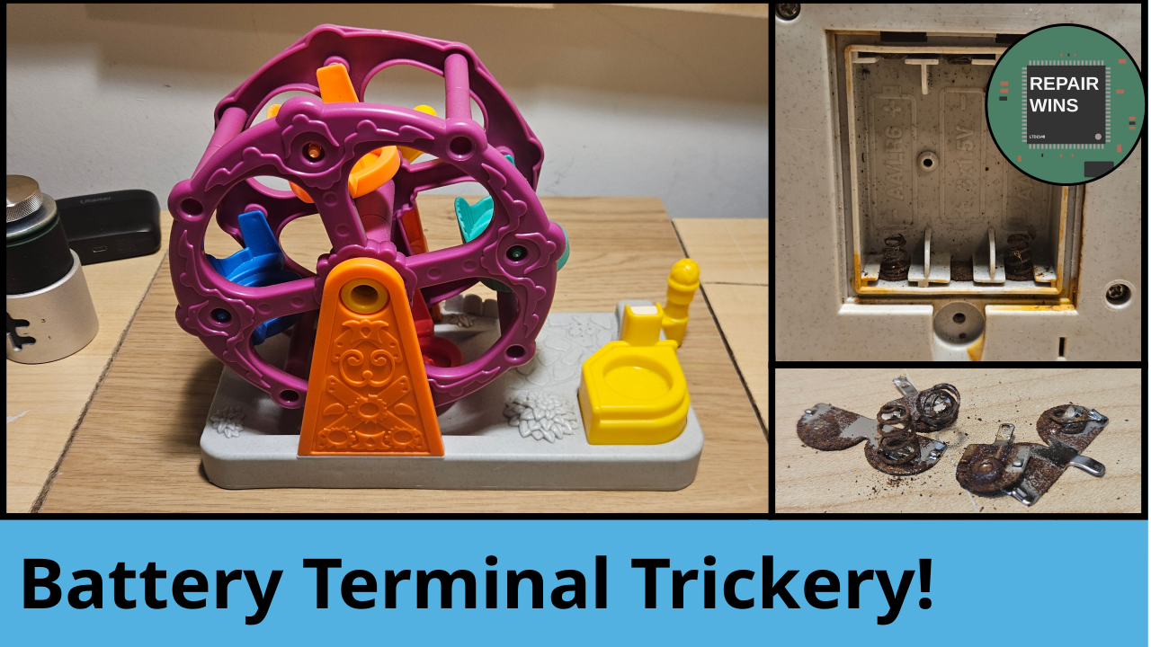 Replacing Badly Corroded Battery Terminals in a Kids Toy