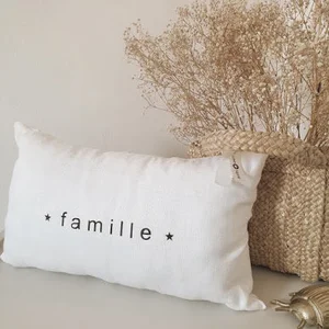 Housse De Coussin En Lin Imprimé - Gris Bleu - Accessoires Déco/Housses