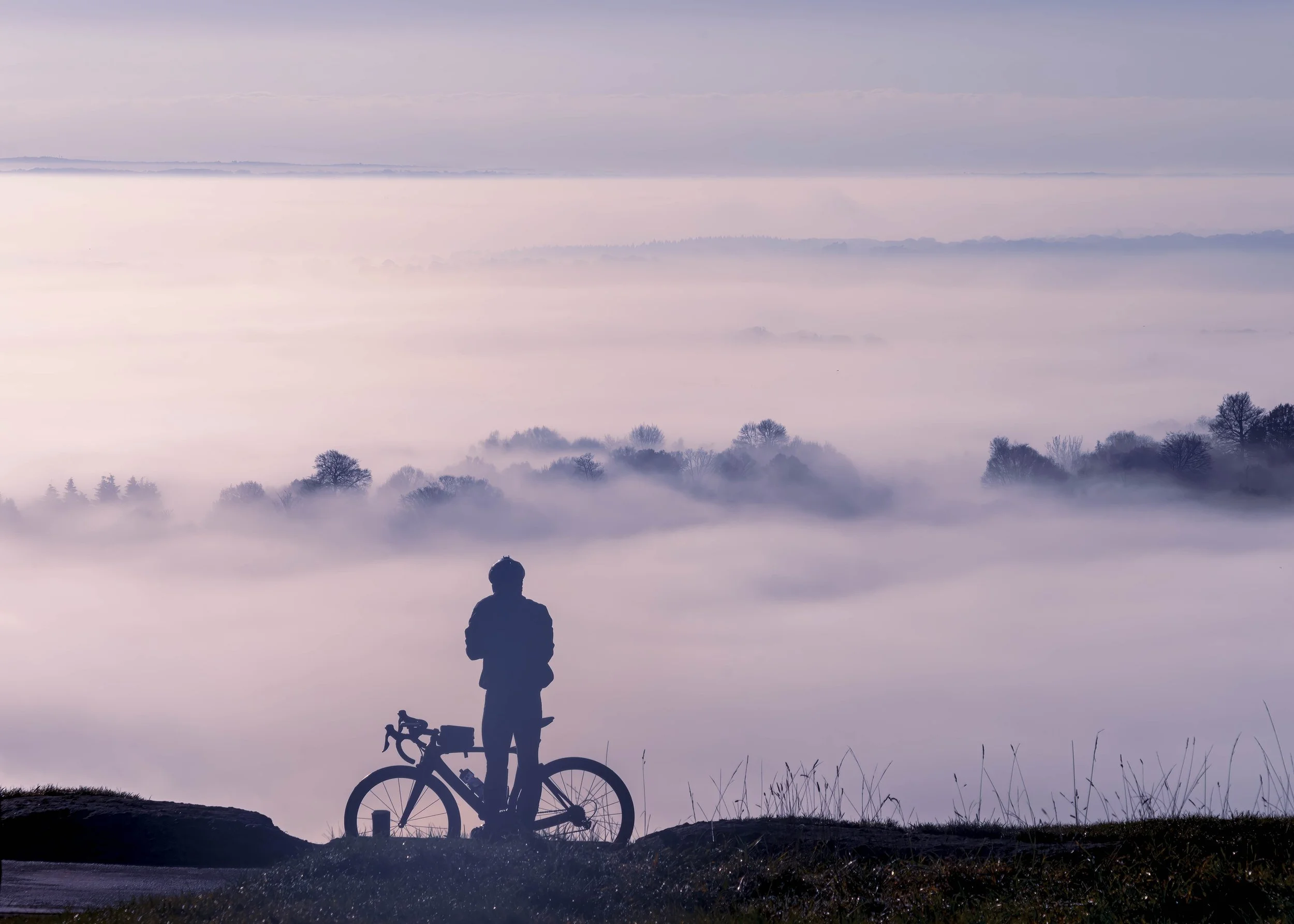 Cyclist looking at temperature inversion
