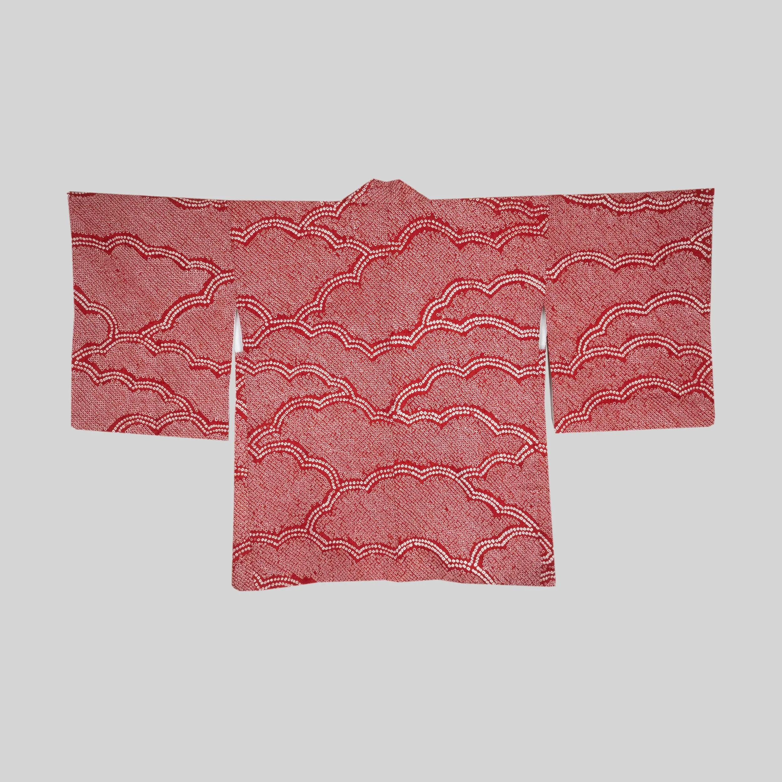 Haori vintage en soie - Shibori rouge