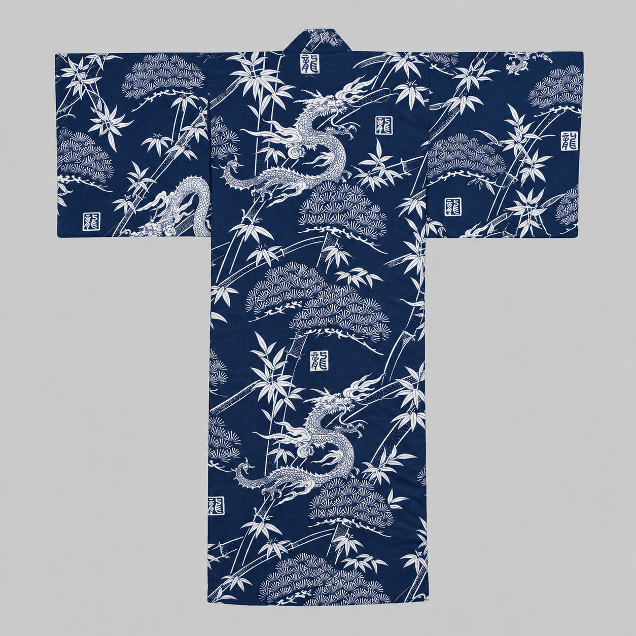 Yukata long en coton - Dragons