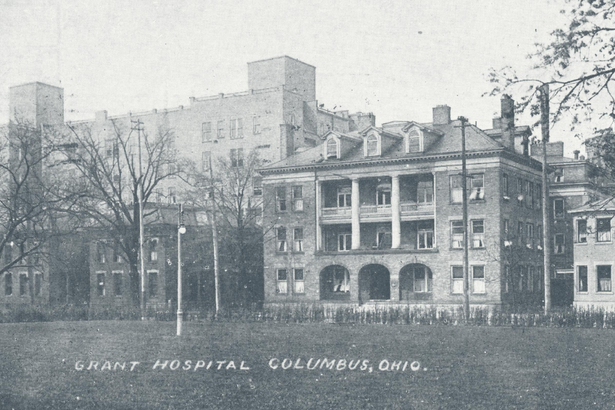 Grant Hospital, 1910. From the Reeb, Deibel, Ruffing Columbus Postcard Collection at Columbus Metropolitan Library.