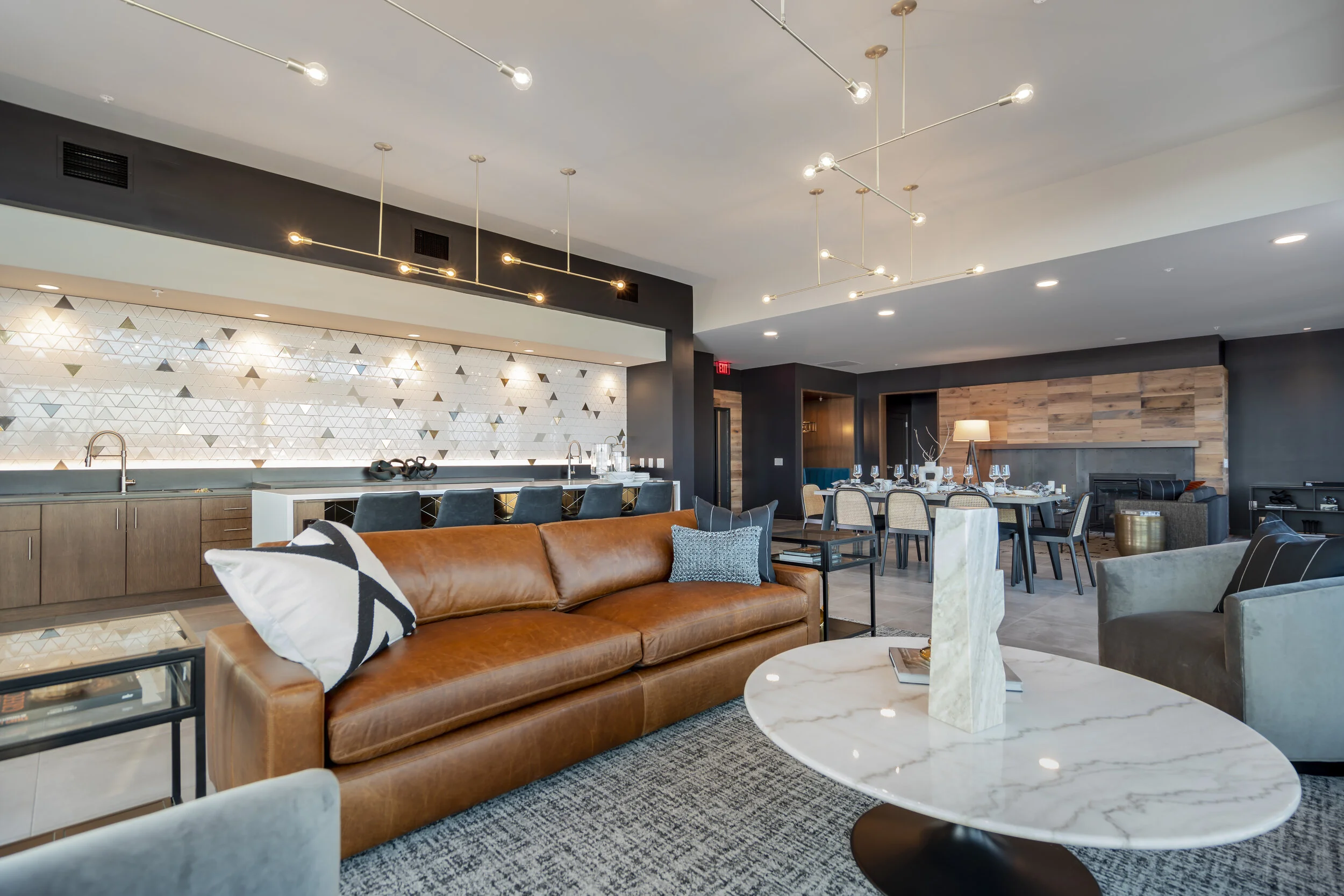 Elegant Rooftop Clubroom with Fireplace