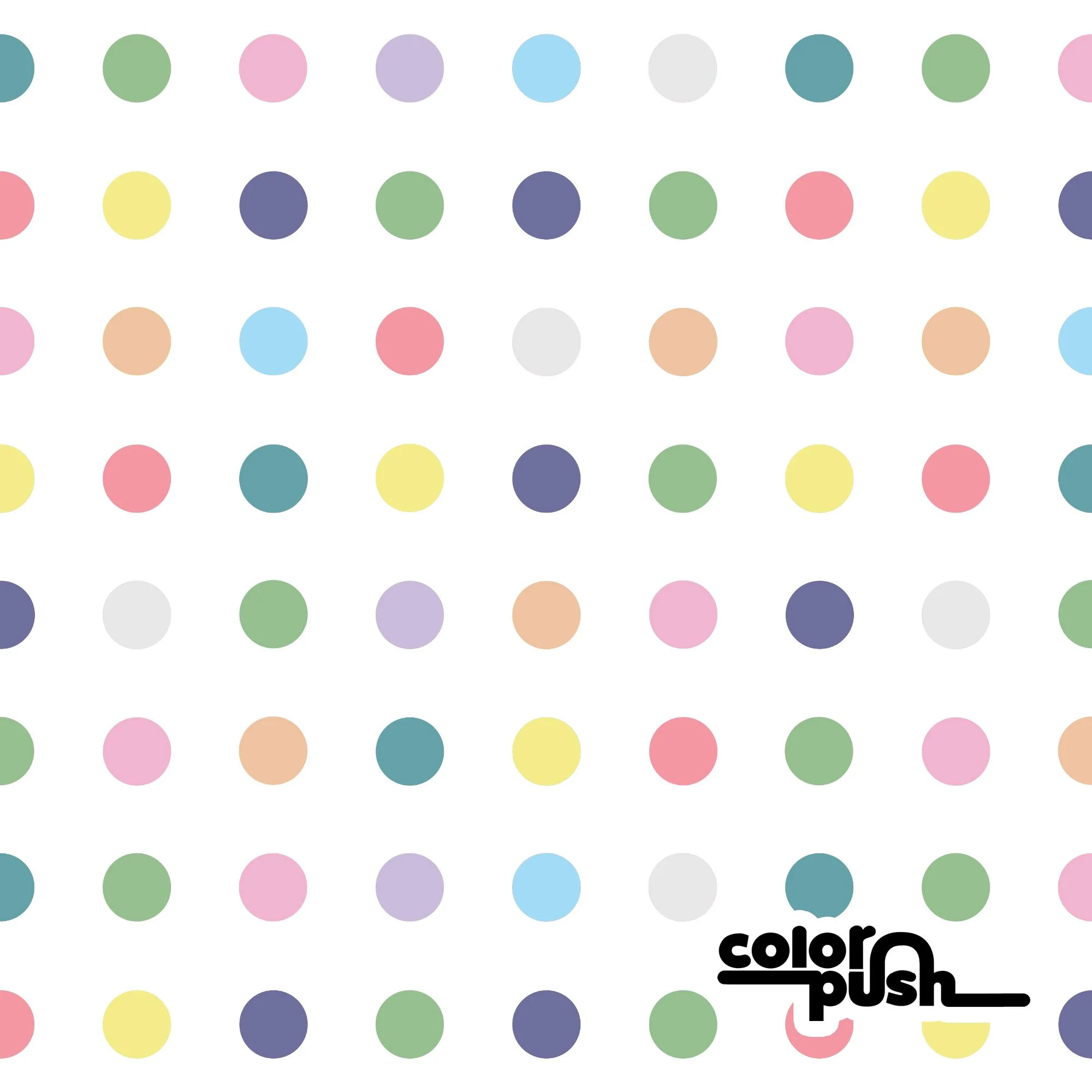 Dollhouse Large Scale Polka Dots on Black - Colorful Pastel Simple Circles Fabric